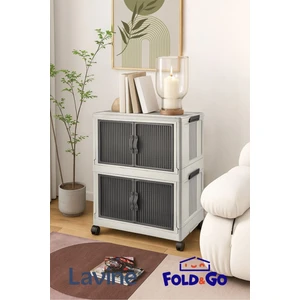 Fold&go 2'lü Portatif Organizer Tekerlekli Dolap ”beyaz” Çok Amaçlı Mıknatıs Kapaklı Katlanır