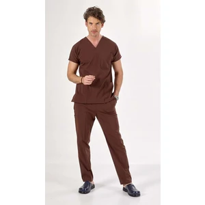 Uçak İş Giyim Kakao U-Flex Likralı Cerrahi Takım