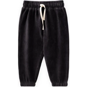 Fitilli Kadife Jogger Pantolon 1-10 Yaş Siyah