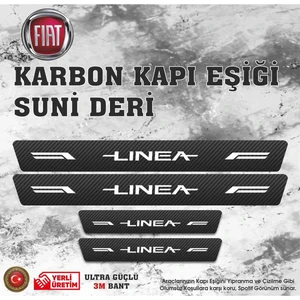 Linea Uyumlu Deri Karbon Kapı Eşiği Koruyucu Bant 4 Adet