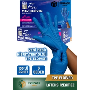 S Beden Glove Flex Tpe 100'LÜ Gıda Muayene Pudrasız Medikal Temizlik Mutfak (Lateks Nitril Içermez)