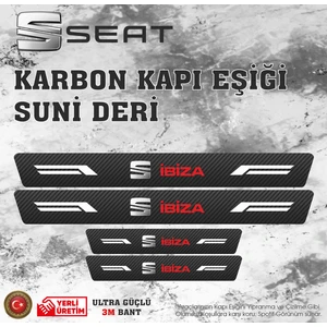 Seat Ibiza Deri Karbon Kapı Eşiği Koruyucu Bant  4 Adet