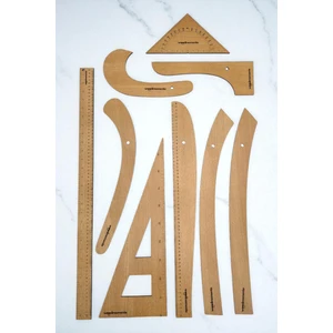 Woodmomente 9'lu Riga Cetvel Takımı | 4mm Kayın Mdf | Lazer Kesim Terzi ve Modelist Cetvelleri