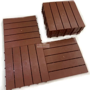 Bademler Halı Ahşap Görünümlü Plastik Karo Deck 30X30 Bahçe Havuz Kenarı Teras Cafe Restoran Zemin Kaplama 11 Adet