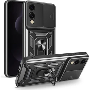 Samsung Galaxy S25 Edge ile Uyumlu Kılıf Magnetik Standlı Kamera Korumalı Sürgülü Kapak