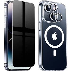 Tekno Grup Iphone 14 Plus Şeffaf Mika Magsafe Kılıf + Antistatik Hayalet Ekran Koruyucu + Kamera Koruyucu Siyah