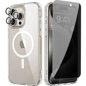 Tekno Grup Iphone 15 Pro Şeffaf Mika Magsafe Kılıf + Antistatik Hayalet Ekran Koruyucu + Kamera Koruyucu Siyah