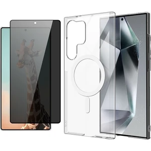 Tekno Grup Galaxy S25 Ultra Şeffaf Mika Magsafe Kılıf + Antistatik Hayalet Ekran Koruyucu + Kamera Koruyucu Siyah