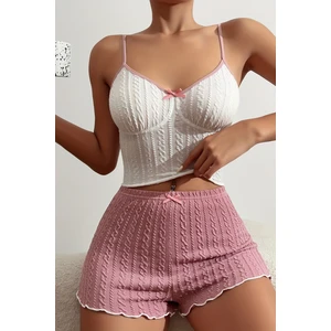 Merry See Özel Kumaş Askılı Şortlu Pijama Takımı