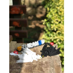 Turan 3D Ejderha Figürü Seti – 16 cm – 2’li Paket (Siyah & Beyaz)
