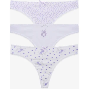 Kadın 3'lü Pamuklu Desenli Tanga