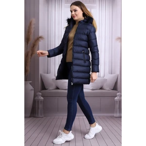 Kadın Kapüşonlu Fermuarlı Microjel Dolumlu Peluşlu Su ve Rüzgar Gecirmez Monta