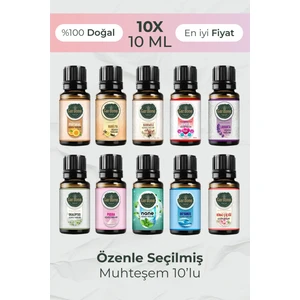 10'lu Set Uçucu Yağ Buhurdanlık Yağı Doğal Yağlar Oda Kokusu Esansiyel Yağlar Difüzör Yağ 10ml