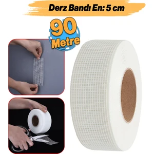 Yapışkanlı Derz Bandı 90 Metre Iç Dış Cephe Sıva Filesi 5 cm Tamir Sıvası Yalıtım Montalama Bant
