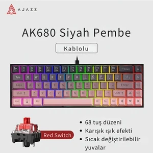 AK680 Kablolu %65 Boy Mekanik Oyuncu Klavyesi-Rainbow Aydınlatma Hot-Swap