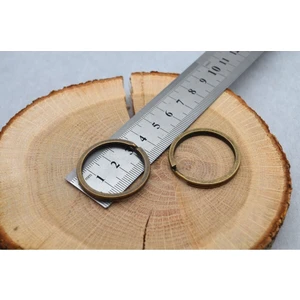 10 Adet - 32 mm Ezme Anahtarlık Halkası, Halka Anahtarlık, Anahtarlık Aparatı, Antik Sarı Anahtarlık