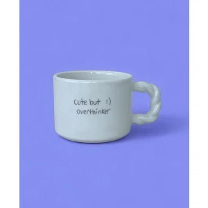 Cute But Overthinker Beyaz El Yapımı Seramik Kupa