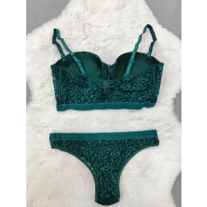 Ekonomik Önden Açılan Fermuarlı Dantel Detaylı Soft Dolgulu Sütyen - Iç Çamaşır Takımı