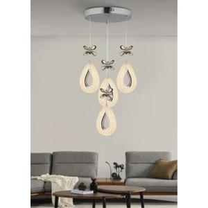 DAMLA KROM 4LÜ 3 Renk LED ISIKLI SALON MUTFAK  OTURMA ODASI ANTRE  AVİZE