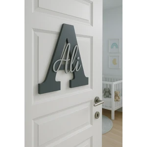 Arser Group Bebek ve Çocuk Odası Ahşap Harf Kapı Süsü Isimlik Bebek Kapı Süsü