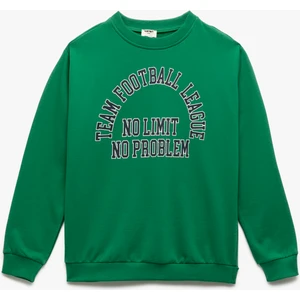 Bisiklet Yaka Uzun Kollu Pamuklu Baskılı Sweatshirt