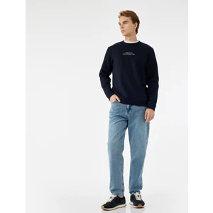 Normal Bel Pamuklu Vintage Straight Fit Jean Pantolon