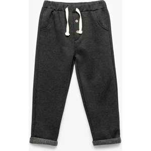 Şardonlu Duble Paça Düğmeli Bağcıklı Eşofman Altı