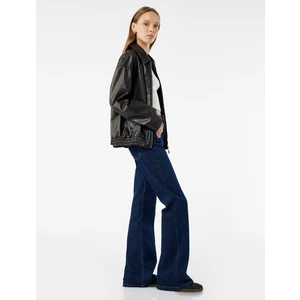 Pamuklu Yüksek Bel Dar Kalıp Ispanyol Paça Jean Pantolon - Flare Jeans