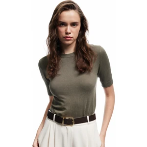 Kısa Kollu Bisiklet Yaka Viskon Triko Kazak