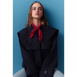 Geniş Yaka Gabardin Ceket Lacivert