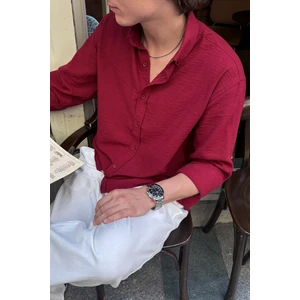 Erkek Oversize Kesim Keten Görünümlü Gömlek