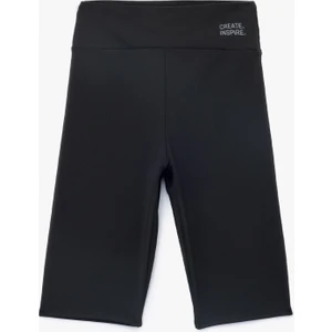 Yüksek Bel Slim Fit Biker Spor Tayt