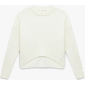 Uzun Kollu Bisiklet Yaka Asimetrik Kesim Triko Kazak