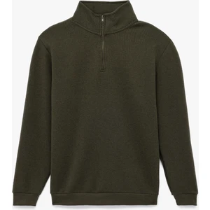 Dokulu Uzun Kollu Yarım Fermuarlı Sweatshirt