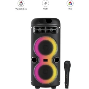 RGB Işıklı  Kablolu Mikrofonlu Bluetooth TWS Hoparlör Speaker