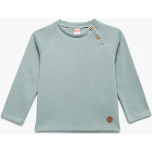 Düğmeli Uzun Kollu Bisiklet Yaka Sweatshirt