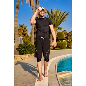 Siyah Erkek Tesettür Yüzme Şortu - Iç Taytlı, Hızlı Kuruyan, UPF50+ Korumalı Modern Şort Mayo S2501-2
