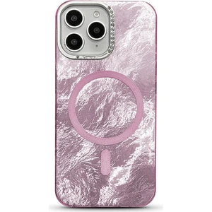 Apple iPhone 11 Pro Max Uyumlu Kılıf Zebana Glow Taşlı Silikon Kılıf (Kablosuz Şarj) Lila