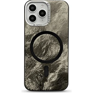 Apple iPhone 11 Pro Max Uyumlu Kılıf Zebana Glow Taşlı Silikon Kılıf (Kablosuz Şarj) Siyah