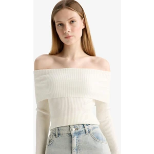 Slim Fit Açık Omuz Basic Triko Kazak B6537AX25WN