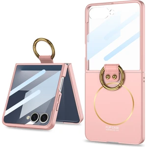 Nezih Case Samsung Galaxy Z Flip 7 Kılıf M-Safe Şarj Özellikli Kıpta Yüzüklü Flip Sert Kapak