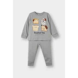 Erkek Bebek Pijama Takımı Baskılı Uzun Kollu Penye Üst Uzun Alt F2917A525AU