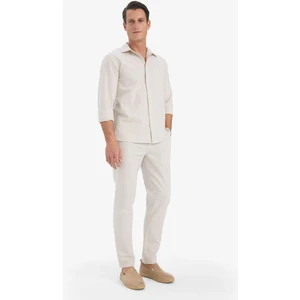 %100 Pamuk Slim Fit Beli Lastikli Keten Görünümlü Cepli Düz Paça Jogger Pantolon D2671AX25AU