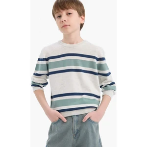 Erkek Çocuk Bisiklet Yaka Çizgili Triko Kazak F3743A825WN