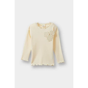 Kız Bebek Standart Fit Çiçekli Fitilli Kaşkorse Uzun Kollu Tişört G1372A525AU