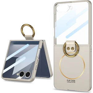 Nezih Case Samsung Galaxy Z Flip 7 Kılıf M-Safe Şarj Özellikli Kıpta Yüzüklü Flip Sert Kapak