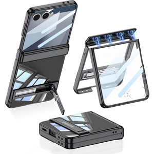 Nezih Case Samsung Galaxy Z Flip 7 Kılıf Kamera Korumalı Şeffaf Tasarımlı Standlı Kapak