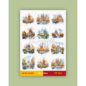 Ispanya Barselona Tema Sticker Set Spain Barcelona 2 Sayfa 24 Adet Etiket Planlayıcı Bullet Journal