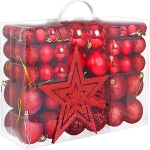 Noel Ağacı Için 101 Adet Kırmızı Noel Topu Süsü, Kırılmaz Noel Ağacı Topları, Dekoratif Süsler, Asılı (Yurt Dışından)