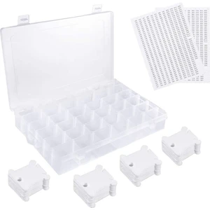 36 Izgaralı Plastik Nakış Ipi Düzenleyici Kutusu, 50 Iplik Makarası ve Dikiş Saklama Için 2 Adet Iplik Numarası Etiketi (Yurt Dışından)